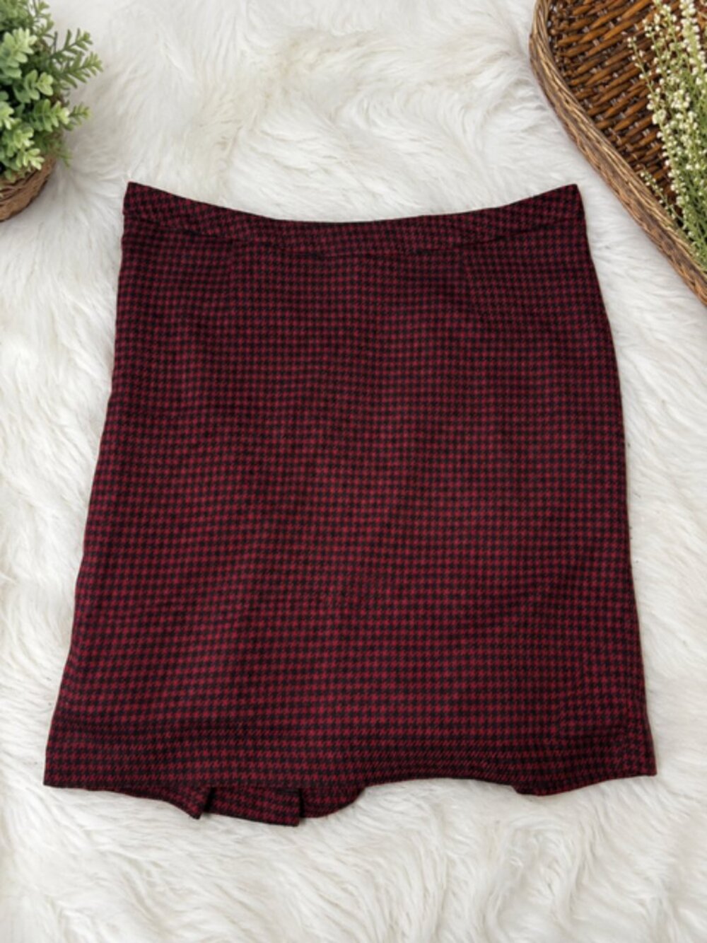 🖤 Midnight Velvet Red & Black Houndstooth Skirt – Women’s 18W 🖤